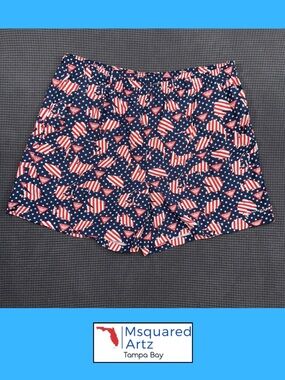 Columbia PFG Patriotic Swim Shorts Approx Size 40 Flag Fish Print Trunks